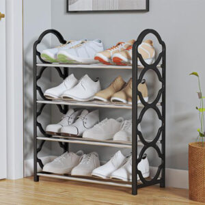 5 layer multi functional rack versatile stackable organizer for shoes, kitchen rack, bedroom corner racks, lounge portable shelves x rack, space saving plastic cabinet, easy assembly, ideal for home storage & closet shoe shelf