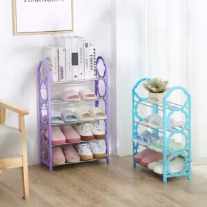 5 layer multi functional rack versatile stackable organizer for shoes, kitchen rack, bedroom corner racks, lounge portable shelves x rack, space saving plastic cabinet, easy assembly, ideal for home storage & closet shoe shelf
