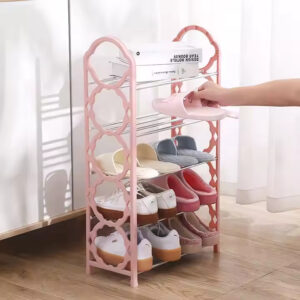 5 layer multi functional rack versatile stackable organizer for shoes, kitchen rack, bedroom corner racks, lounge portable shelves x rack, space saving plastic cabinet, easy assembly, ideal for home storage & closet shoe shelf