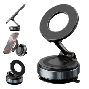 foldable magnetic car phone holder | 360° rotating suction mount, universal